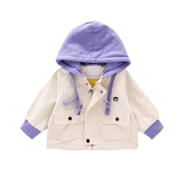 Geaca pentru copii la moda cu gluga si buzunare pentru fete