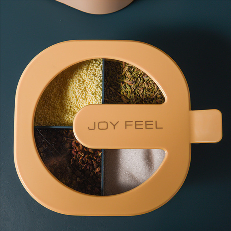 4 az 1-ben műanyag fűszeres doboz Kanál Fűszertartó Több rekeszes Fűszeres tégelyek Fazekak Konyhai Kiegészítők Fűszertároló dobozok