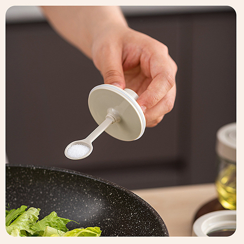 Cutie de condimente din sticlă Capac lingură Borcan integrat pentru condimente Borcan combinat de condimente Accesorii de bucătărie Saliera Sticla de ulei Instrumente de condiment