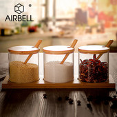 3 buc borcan de depozitare din sticlă, sare, bomboane, organizator, sticle, prăjituri, ceai, boabe de cafea, lingură, capac din lemn, recipient pentru condimente, cutie pentru raft și bucătărie.