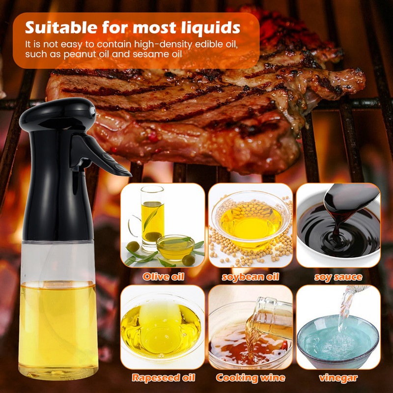 Pulverizator de ulei din plastic alimentar 200 ml dozator de ulei de gătit Sticla de pulverizare a uleiului anti-scurgere pentru gătit ulei de copt oțet apă