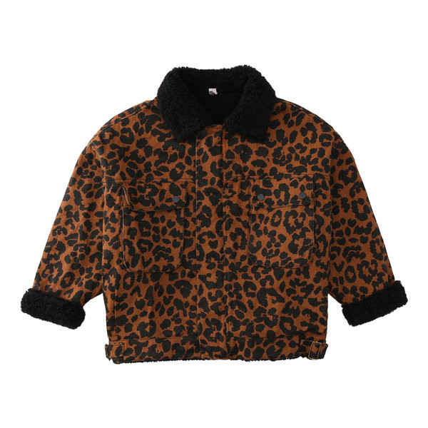 Madinga leopardo rašto striukė mergaitėms su užtrauktuku