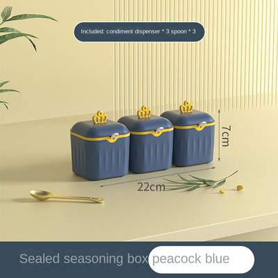 Cutie de condimente multi-grilă cu lingură Sare Glutamat monosodic Piper Set combinat de condimente de uz casnic Accesorii de bucătărie