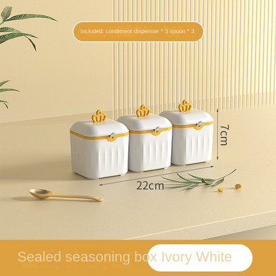 Cutie de condimente multi-grilă cu lingură Sare Glutamat monosodic Piper Set combinat de condimente de uz casnic Accesorii de bucătărie