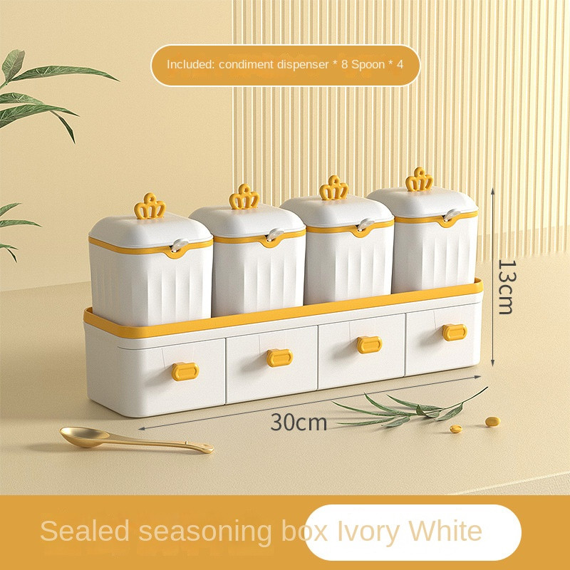 Cutie de condimente multi-grilă cu lingură Sare Glutamat monosodic Piper Set combinat de condimente de uz casnic Accesorii de bucătărie