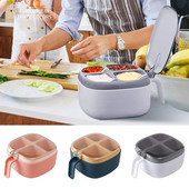 Konyha Négy rekeszes tégelyek fűszerekhez Só- és borsszórók Fűszerüvegek Fűszertartó edény kanálokkal Fűszerszervező eszköz