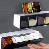 Cutie de condimente montată pe perete de bucătărie Sare Piper Suport de condimente Borcan de zahăr pentru Seturi de dispozitive gadget de bucătărie Instrument de organizare pentru cutii de condimente