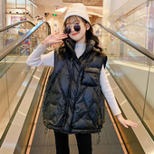 Rudeninė žieminė liemenė mergaitėms su raišteliais ir kišene