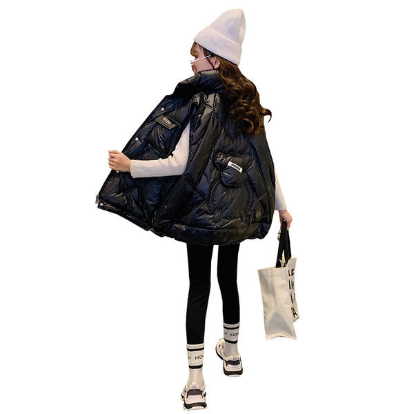 Rudeninė žieminė liemenė mergaitėms su raišteliais ir kišene