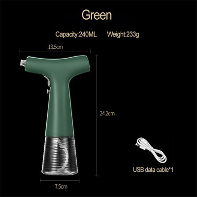 Dozator electric de sticlă cu pulverizare pentru ulei de măsline, cu încărcare prin USB, borcan creativ pentru sos de soia, sticlă de depozitare cu oțet pentru grătar, pulverizator de ulei de bucătărie