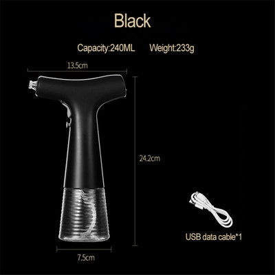 Dozator electric de sticlă cu pulverizare pentru ulei de măsline, cu încărcare prin USB, borcan creativ pentru sos de soia, sticlă de depozitare cu oțet pentru grătar, pulverizator de ulei de bucătărie