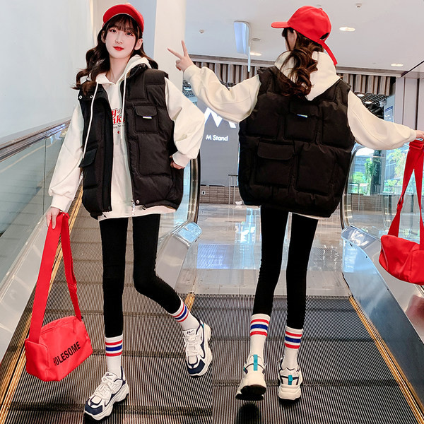 Stílusos mellény lányoknak cipzárral és zsebbel