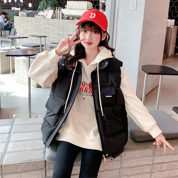 Stílusos mellény lányoknak cipzárral és zsebbel