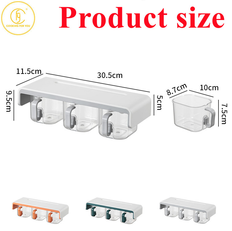 Cutie de depozitare pentru condimente cu perete de bucătărie, sare, glutamat monosodic, chimen, recipient de depozitare din plastic, instrumente de bucătărie pentru condimente