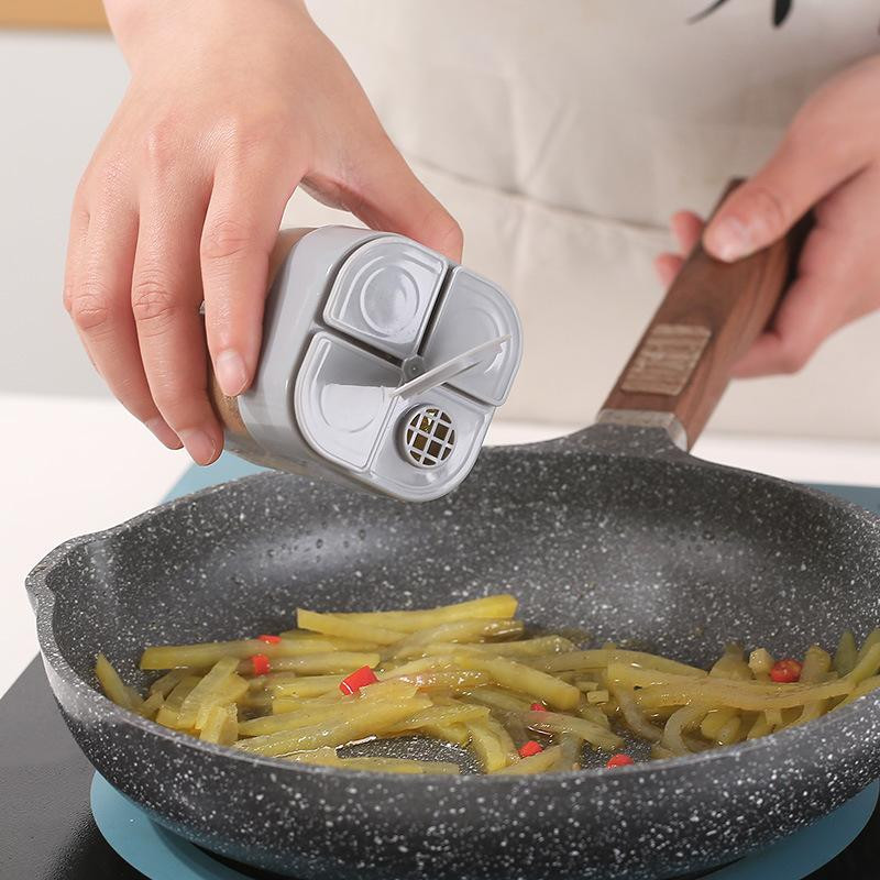 Set de borcane pentru condimente pentru pilițe cu patru compartimente Sticle pentru piper Saline Organizator pentru depozitare în bucătărie Borcane pentru depozitarea condimentelor