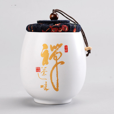 Recipient portabil sigilat de depozitare pentru depozitare pentru ceai din porțelan alb, borcan mic de ceai, cutie de ceai, recipient pentru ceai din ceramică