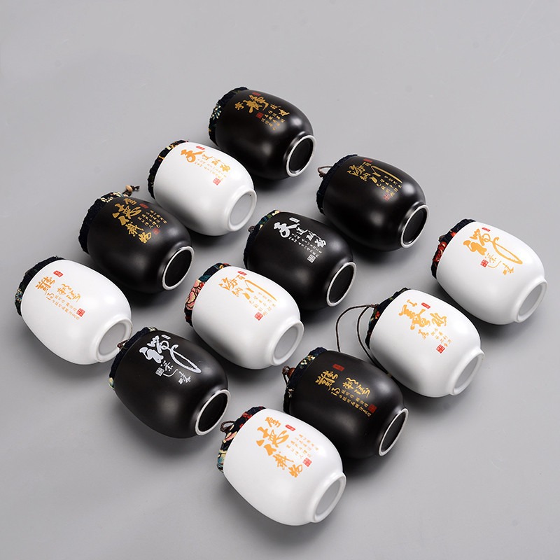Recipient portabil sigilat de depozitare pentru depozitare pentru ceai din porțelan alb, borcan mic de ceai, cutie de ceai, recipient pentru ceai din ceramică