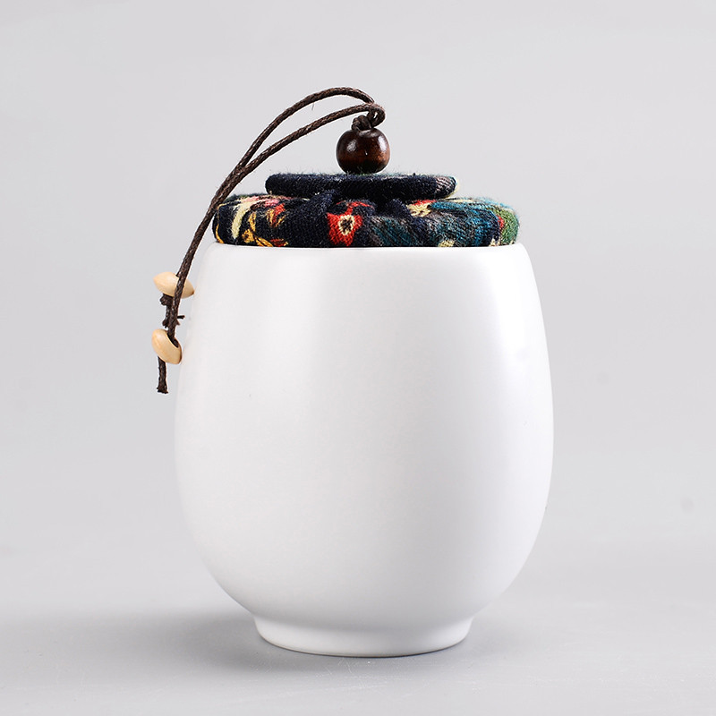 Recipient portabil sigilat de depozitare pentru depozitare pentru ceai din porțelan alb, borcan mic de ceai, cutie de ceai, recipient pentru ceai din ceramică