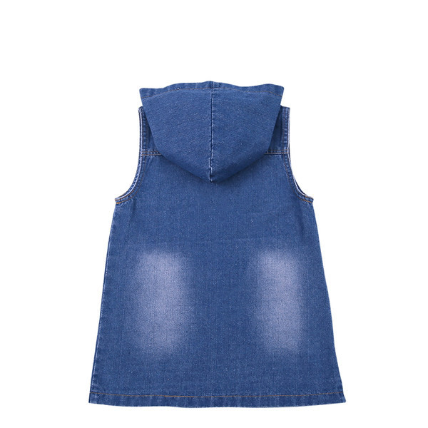 Vaikiška liemenė Džinsinė liemenė su gobtuvu mergaitėms