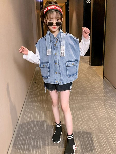 Vesta denim pentru copii - model lat