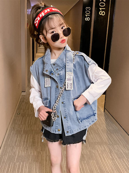 Vesta denim pentru copii - model lat