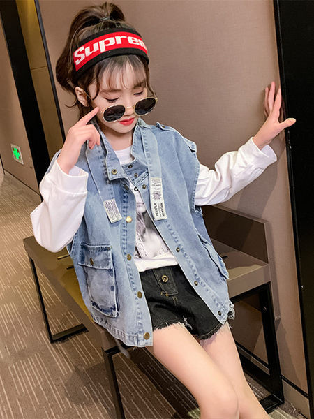 Vesta denim pentru copii - model lat