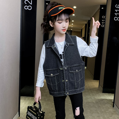 Vesta din blugi pentru copii cu nasturi pentru fete