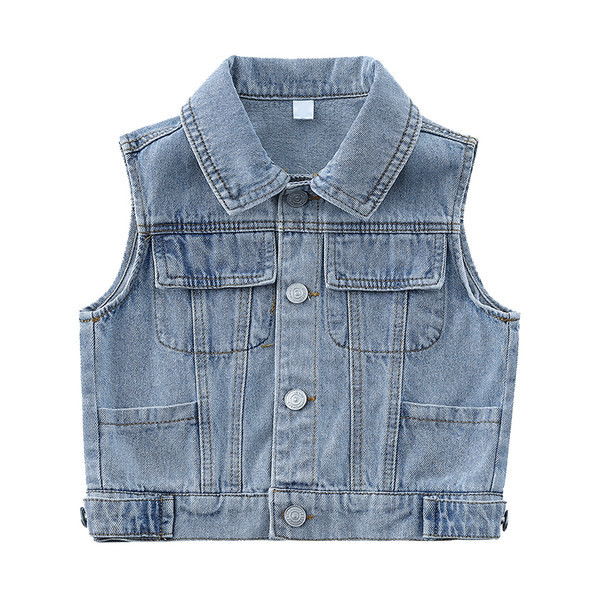 Džinsinė liemenė mergaitėms su sagutėmis ir logotipu nugaroje