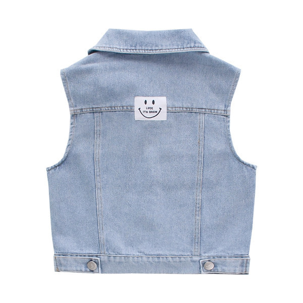 Naujo modelio džinsinė liemenė mergaitėms su logotipu nugaroje