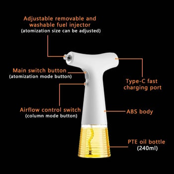 VS Xiaomi Electric Oil Spray Dispenser USB Charging Two Models Spray Βάζο σάλτσας σόγιας Αποθήκευση για μαγείρεμα κουζίνας