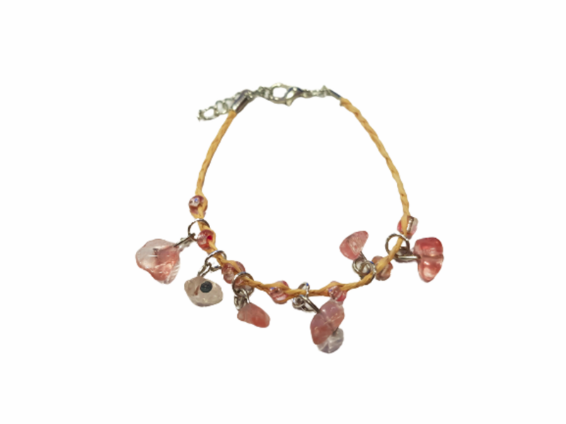 Гривна Черешов кварц , Естествен камък, Със закопчаване