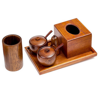 1 set borcan de condimente din lemn masiv, accesorii de bucătărie, cutie de condimente, rocină, sare accesorii, unelte, multifuncțional, 2019 NOU Calitate bricolaj