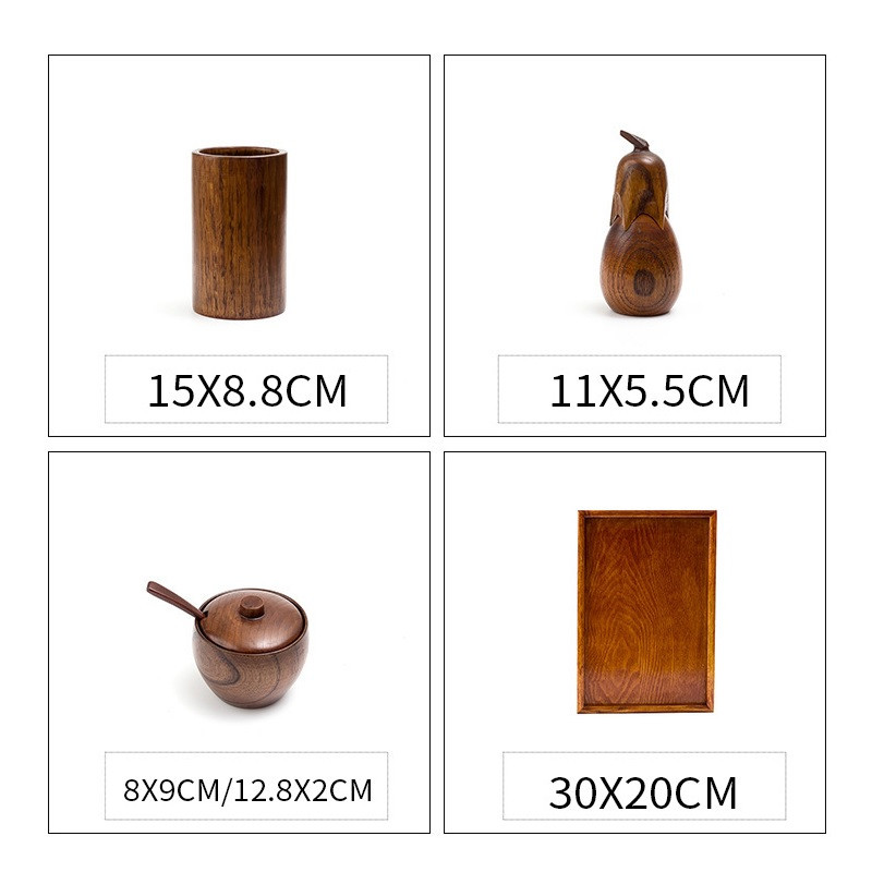 1 set borcan de condimente din lemn masiv, accesorii de bucătărie, cutie de condimente, rocină, sare accesorii, unelte, multifuncțional, 2019 NOU Calitate bricolaj