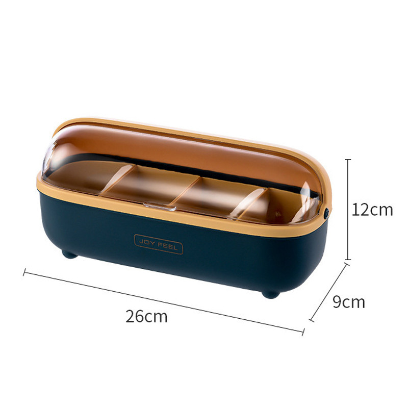 Condimente de bucătărie Cutie cu 4 celule Sare Piper Raft pentru condimente Borcan Zahăr pentru Seturi de dispozitive Gadget de bucătărie Instrument de organizare pentru cutii de condimente