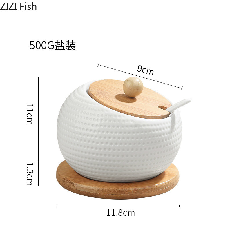 Japán stílusú kreatív kerámia egyfűszeres üveges konyhai tároló otthoni dekorációk fedéllel és kanállal