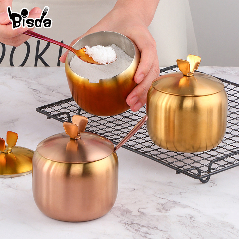 Cutie de condiment din oțel inoxidabil Sticlă de sare cu capac Ustensile de bucătărie de uz casnic borcan de piper Rezervor de depozitare pentru condimente Instrument de grătar în aer liber