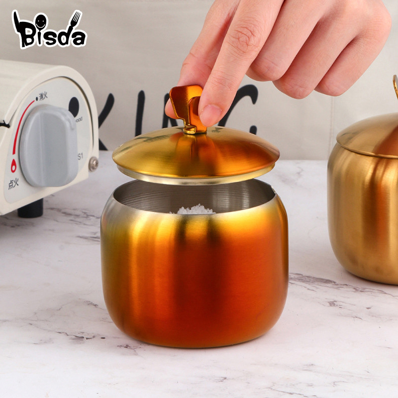 Cutie de condiment din oțel inoxidabil Sticlă de sare cu capac Ustensile de bucătărie de uz casnic borcan de piper Rezervor de depozitare pentru condimente Instrument de grătar în aer liber