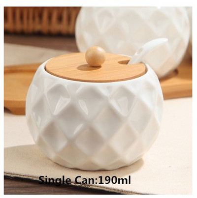 Virtuvės aksesuarai 1-7 vnt./komplektas Keraminių prieskonių puodų rinkinys Medinis padėklas Prieskonių indelis su mediniu dangteliu prieskonių dėžutė Druskos plaktuvas