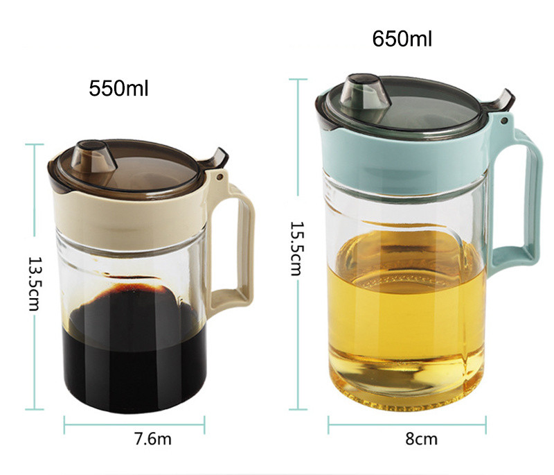 Virtuvinio puodo stiklinis aliejus daugiafunkcis kepimo aliejaus butelis nepralaidus stiklinis butelis sojos padažas vinagre maišytuvas puodas virtuvės reikmenys