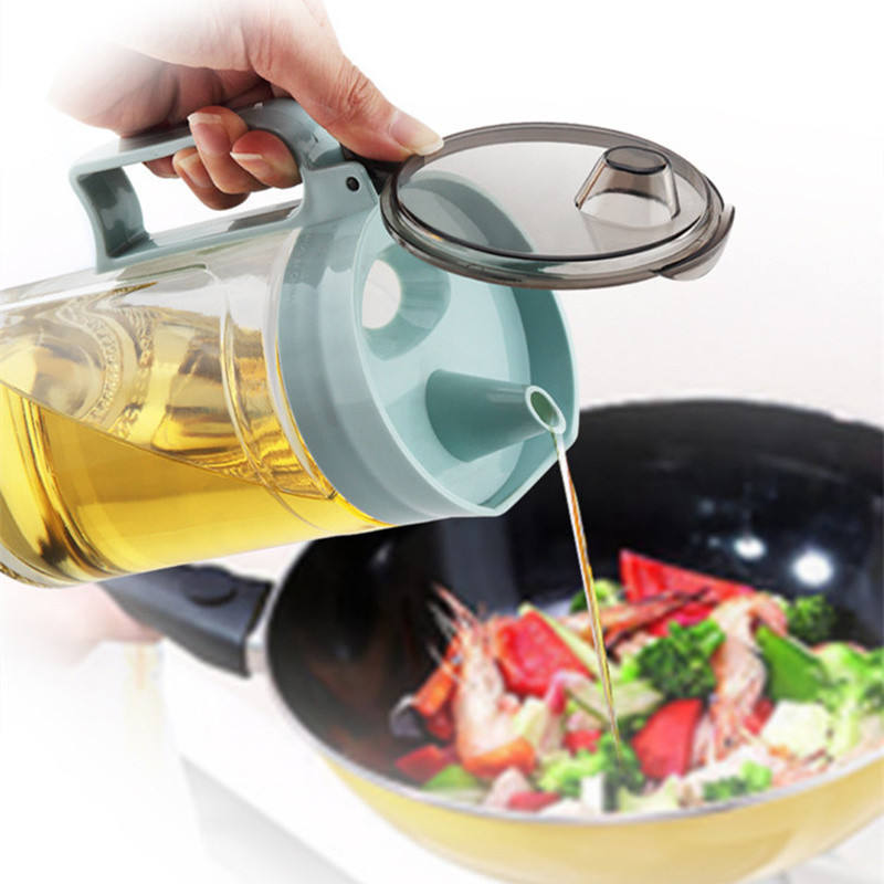 Virtuvinio puodo stiklinis aliejus daugiafunkcis kepimo aliejaus butelis nepralaidus stiklinis butelis sojos padažas vinagre maišytuvas puodas virtuvės reikmenys