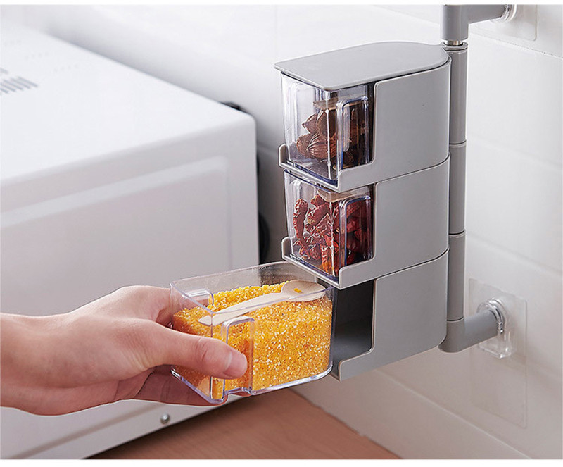 Cutii rotative de depozitare pentru condimente Borcane pentru condimente Depozitare pentru agățat pe perete Unelte rotative de bucătărie Cutie pentru condimente de bucătărie