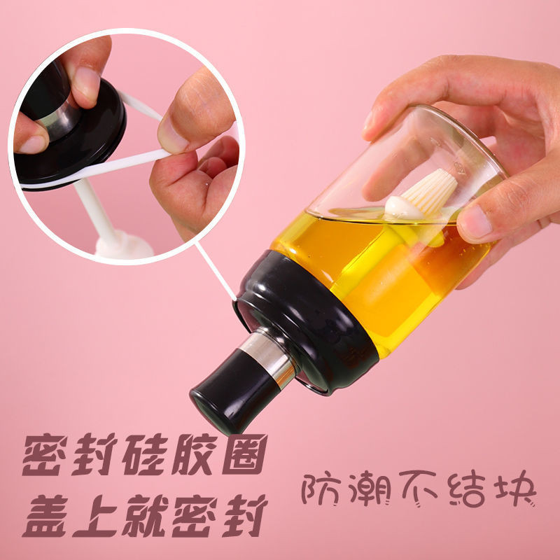 300 ml Condimente de sticlă Kit de condimente de bucătărie Sticle Sare și piper Linguri Borcane Perie de ulei Recipient pentru miere Set alimente Depozitare Transparent