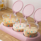 Set borcan de depozitare pentru condimente cu paie Borcane transparente pentru condimente Cutii de depozitare pentru uz casnic Oală pentru condimente Cutii pentru condimente de bucătărie Verde Roz Bej