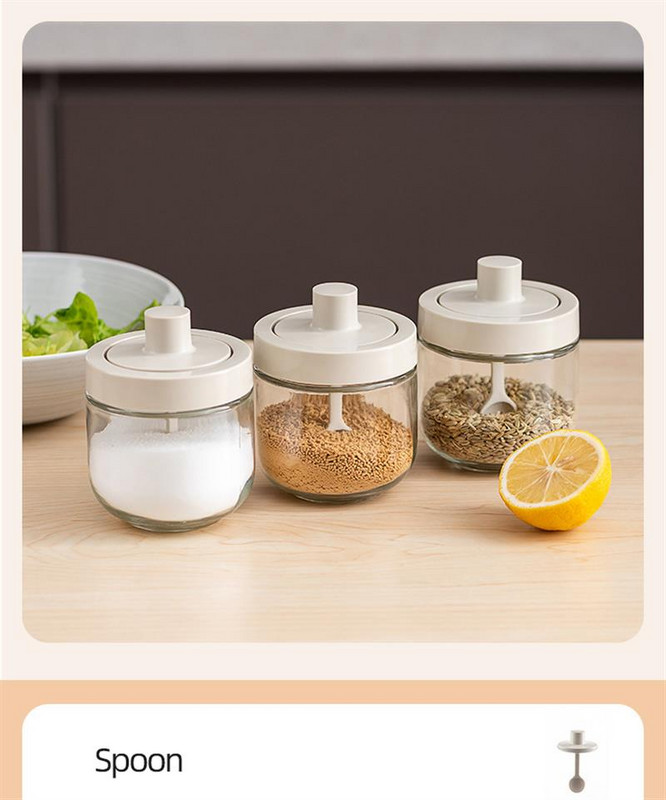 Falra szerelhető fűszertartó rendszerező cukortartó sótartó fűszertartó készlet kanalakkal Konyhai kellékek Háztartási fűszerek