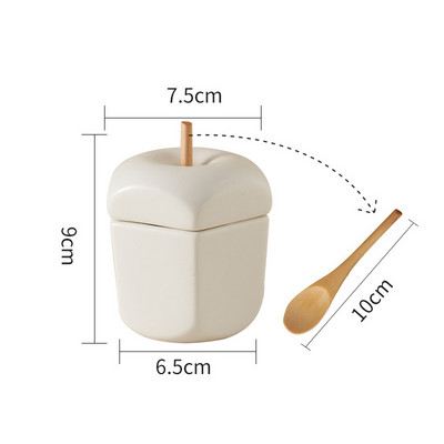 Acasa Ceramica Borcan de condimente Un singur zahăr Sare MSG Rezervor de depozitare cu capac de lingură Sticluță de condimente în formă de peră Accesorii de bucătărie