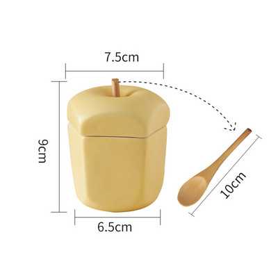Acasa Ceramica Borcan de condimente Un singur zahăr Sare MSG Rezervor de depozitare cu capac de lingură Sticluță de condimente în formă de peră Accesorii de bucătărie