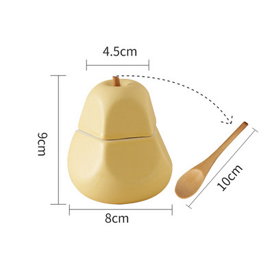 Acasa Ceramica Borcan de condimente Un singur zahăr Sare MSG Rezervor de depozitare cu capac de lingură Sticluță de condimente în formă de peră Accesorii de bucătărie