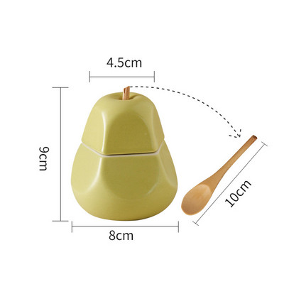 Acasa Ceramica Borcan de condimente Un singur zahăr Sare MSG Rezervor de depozitare cu capac de lingură Sticluță de condimente în formă de peră Accesorii de bucătărie