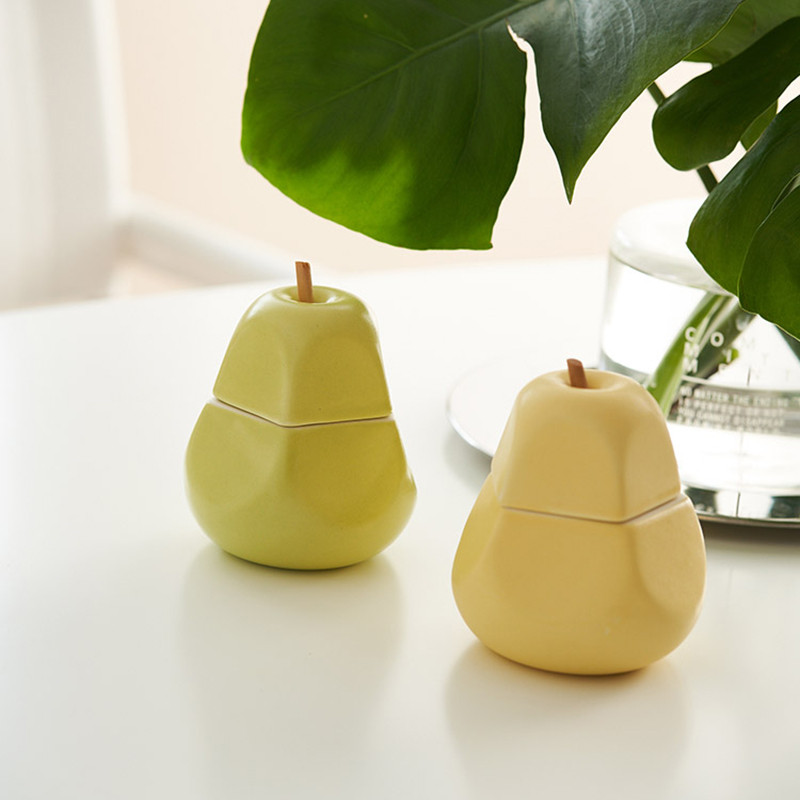 Acasa Ceramica Borcan de condimente Un singur zahăr Sare MSG Rezervor de depozitare cu capac de lingură Sticluță de condimente în formă de peră Accesorii de bucătărie