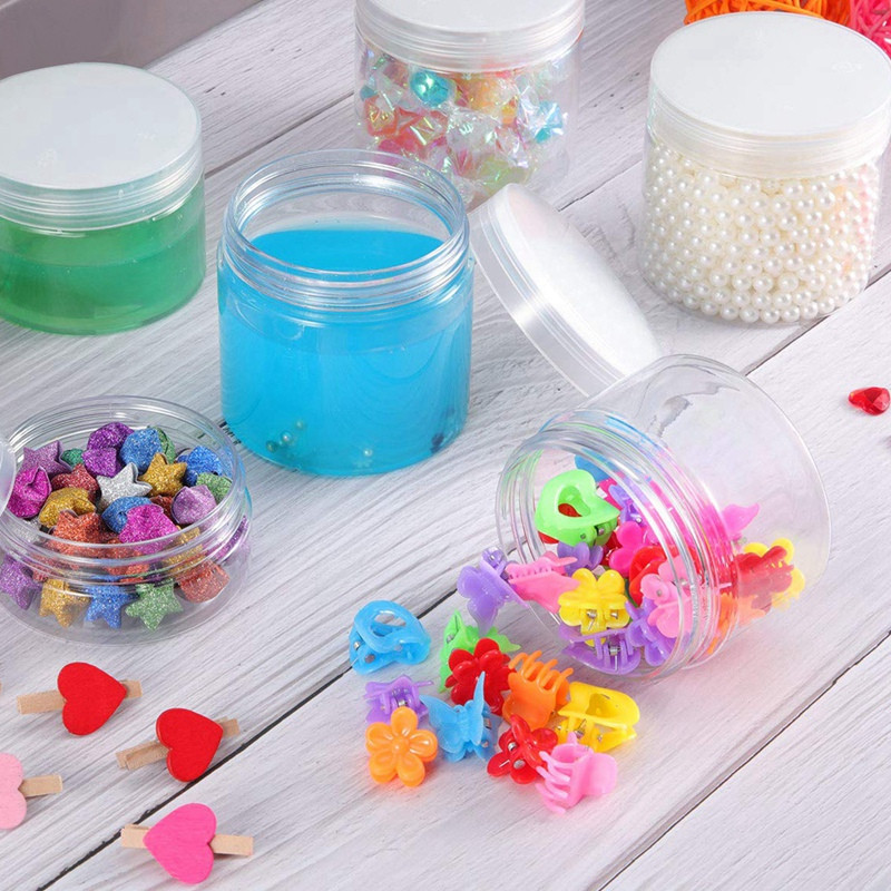 Prazna prozirna plastična staklenka za pohranu od 12 komada, plastična posuda s poklopcem i širokim otvorom za kozmetičke proizvode, DIY Mucus Manufac